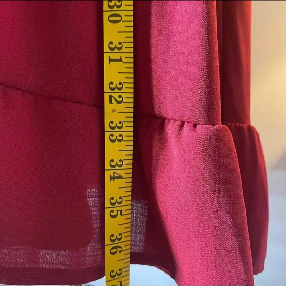 Miholl Burgundy Color A -Line Ruffle Dress Size Small - Picture 4 of 12